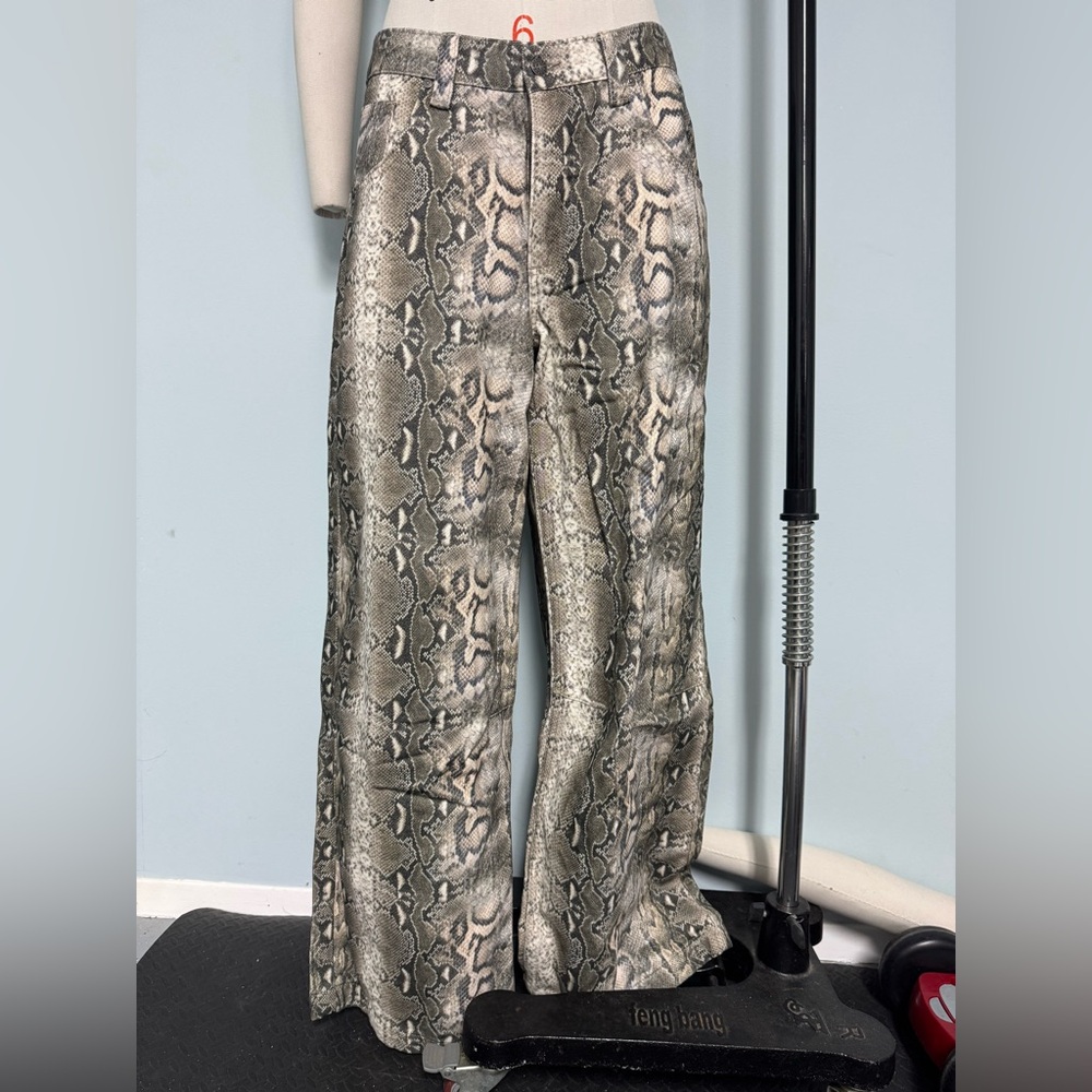 Snake Print Wide-Leg Pants